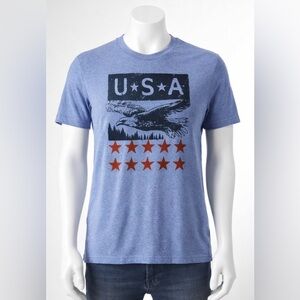 USA Eagle Graphic T-Shirt Blue Patriotic American Flag Tee Mens Large Sonoma